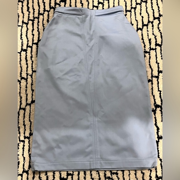 Vintage Thierry Mugler Women’s Belted Wool Pencil Skirt Sky Blue 40 4 S - Picture 6 of 7